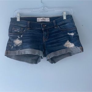 Hollister ripped low rise jean shorts